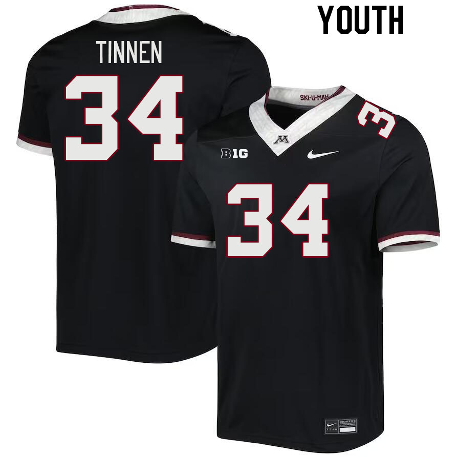 Youth #34 Jack Tinnen Minnesota Golden Gophers College Football Jerseys Stitched-Black